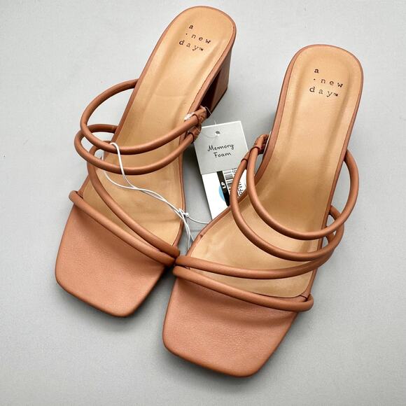 a new day Shoes - Women's Blakely Mule Strappy Heels Sandals Light Brown Size 6.5 A New Day